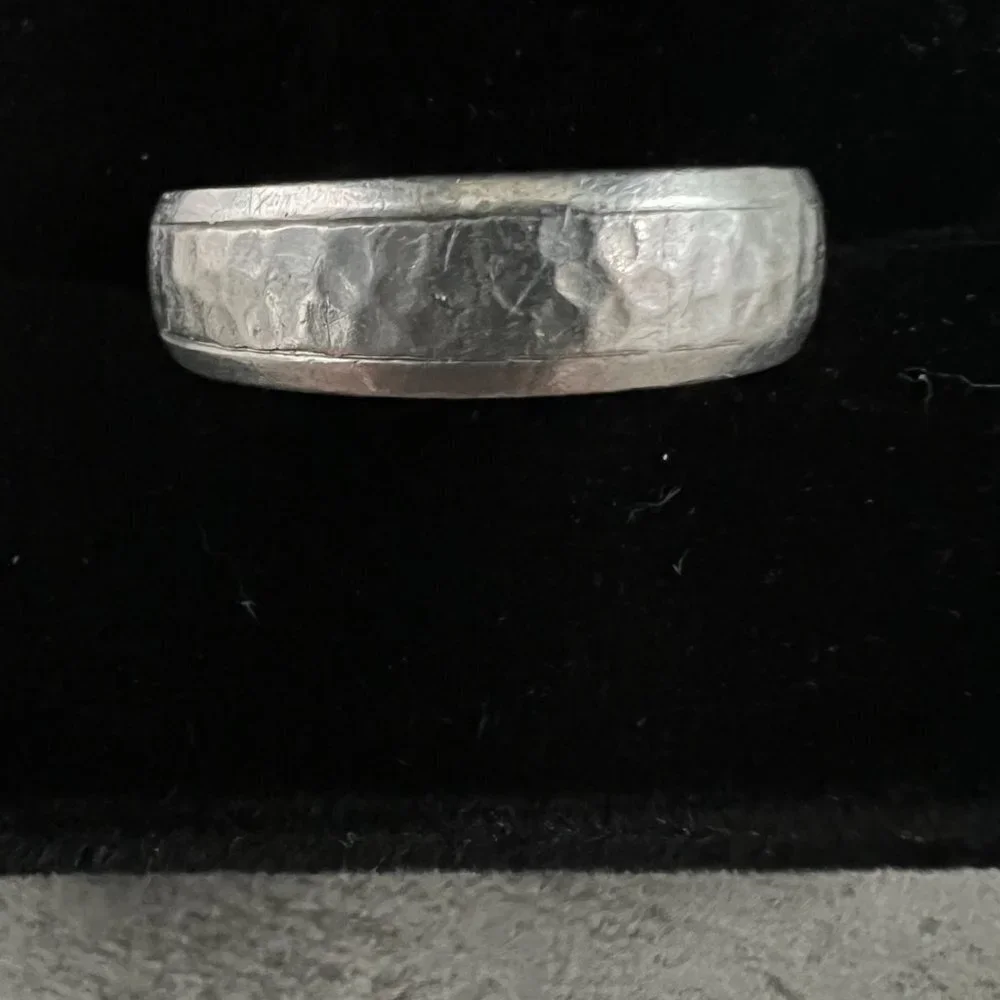 9MM Palladium Hammered Wedding Band Size 11